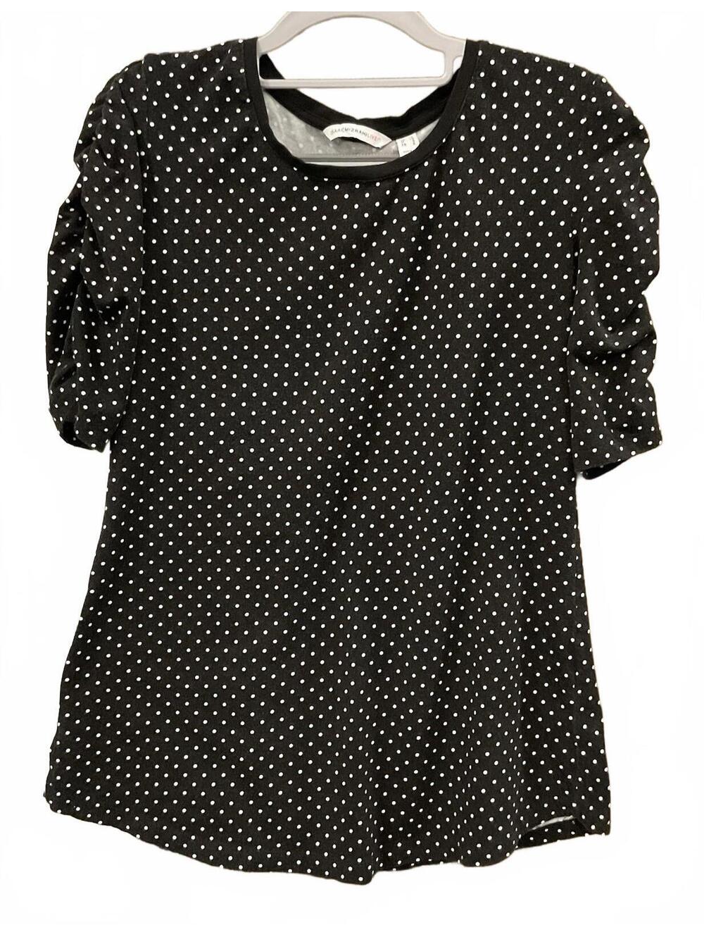 Isaac MIZRAHI Live! Womens Short Gathered Sleeve Round Neck Blouse Size XS